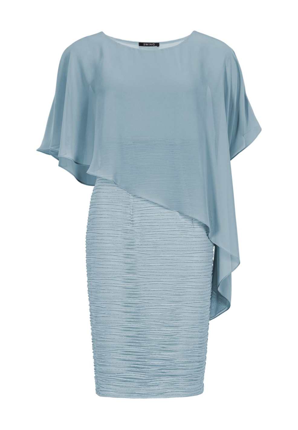 Etuikleid mit asymmetrischem Chiffon-Überwurf