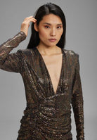 Minikleid aus foliertem Glitzerjersey