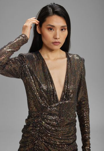 Minikleid aus foliertem Glitzerjersey