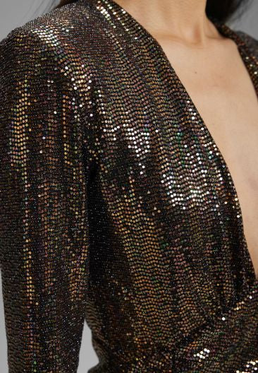 Minikleid aus foliertem Glitzerjersey