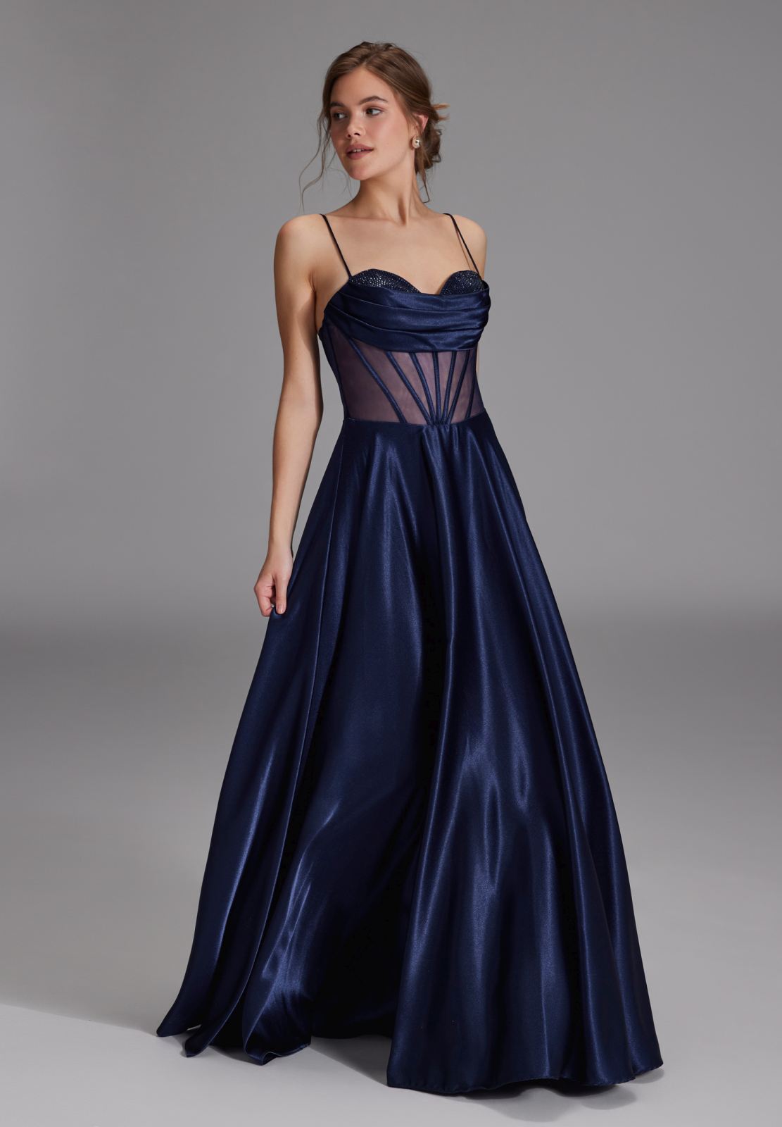 See-through-Corsagenkleid mit Ziersteinen