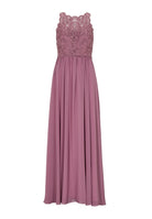 High-closed-Abendkleid mit floraler Spitze