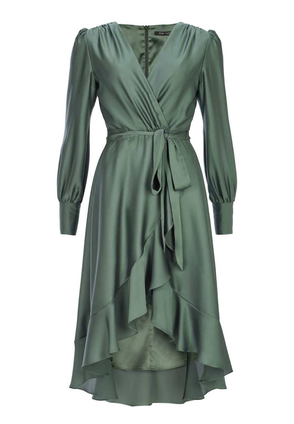 Vokuhila-Kleid mit blusigen Ärmeln