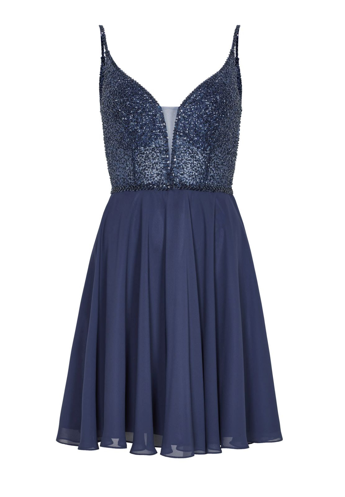 Cocktailkleid aus Material-Mix