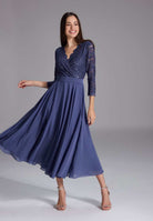 Cocktailkleid aus Material-Mix future blue