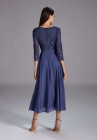 Cocktailkleid aus Material-Mix