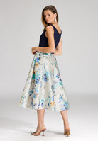 Cocktailkleid aus bedrucktem Twill mit Scuba Oberteil