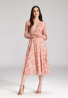 Midi Kleid aus bedrucktem Mesh mit ¾ Arm