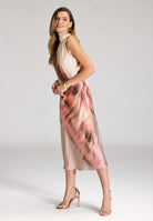 Bedrucktes Slip Dress aus Satin mit Stehkragen