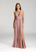 Empire Abendkleid aus Jersey mit Beinschlitz pale lipstick