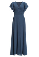 Chiffon Jumpsuit mit Überrock und Volantärmeln