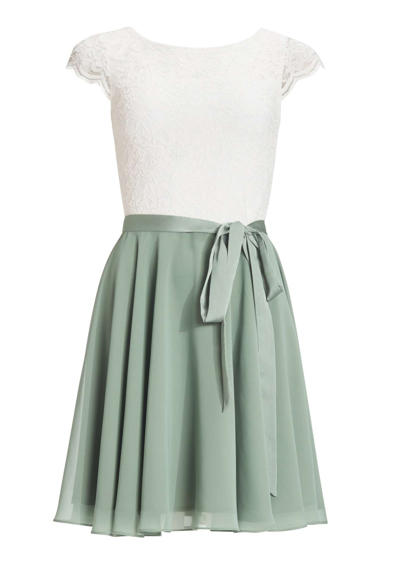 Zweifarbiges Kleid mit filigraner Spitze