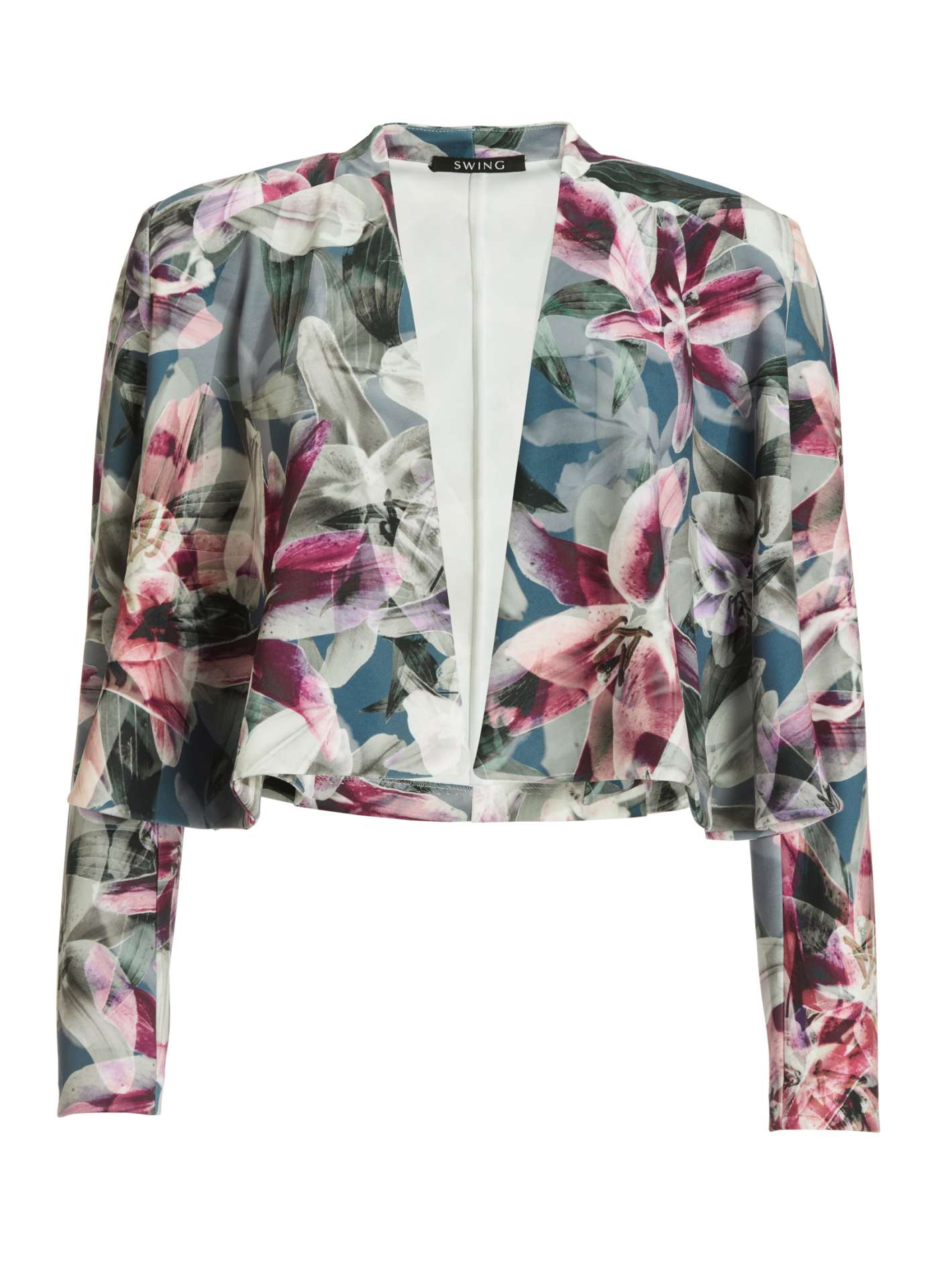 Bedruckter Scuba Blazer mit Wasserfall Kante