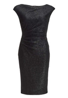 Cocktailkleid aus foliertem Jersey in Bouclé Optik mit Drapierungen