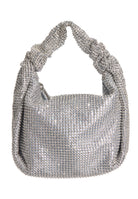 Elegante Glam-Bag aus glänzendem Strassgewebe silver