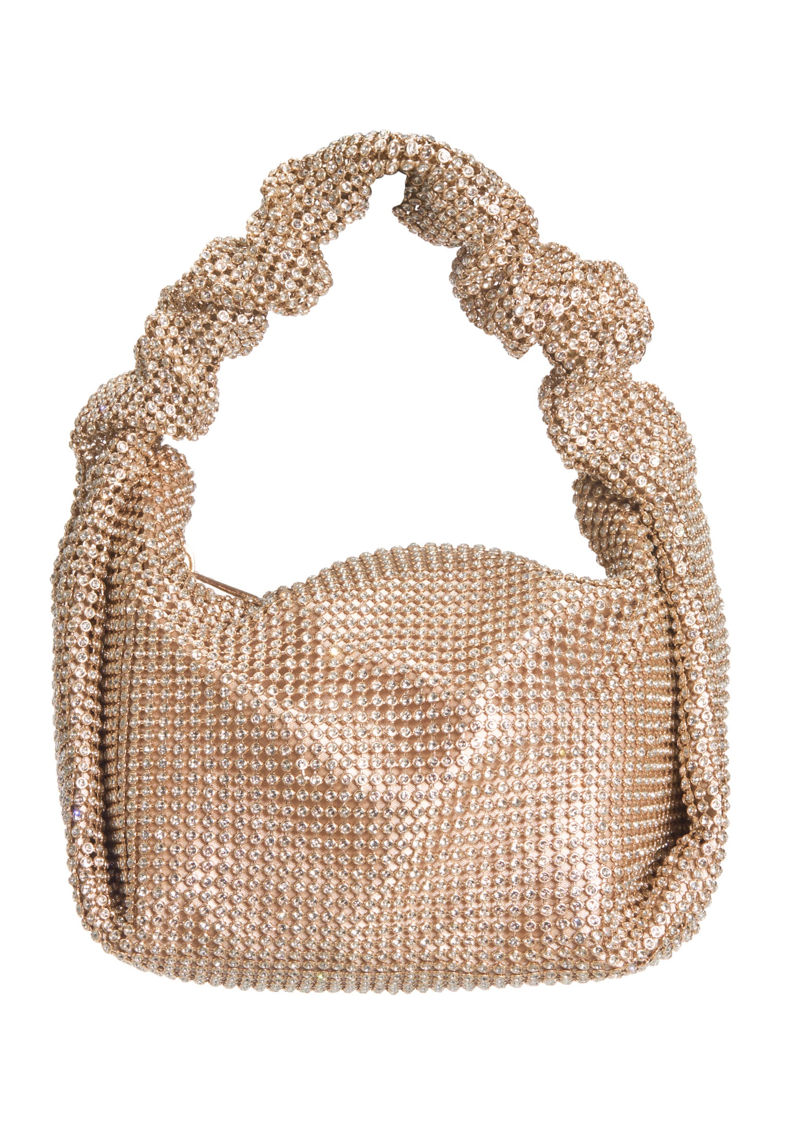 Elegante Glam-Bag aus glänzendem Strassgewebe gold