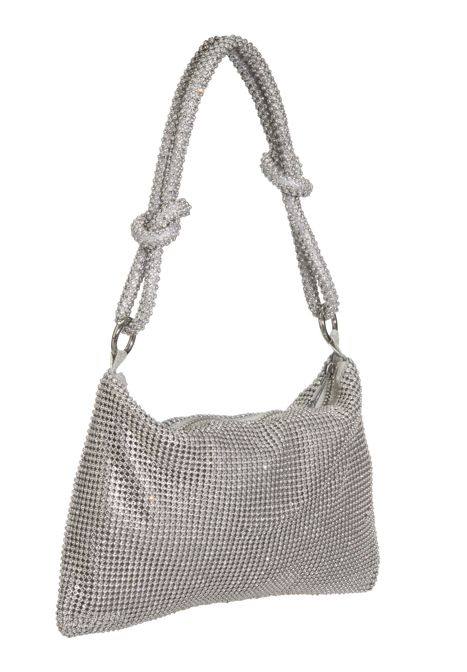 Glam-Bag aus glänzendem Strassgewebe silver