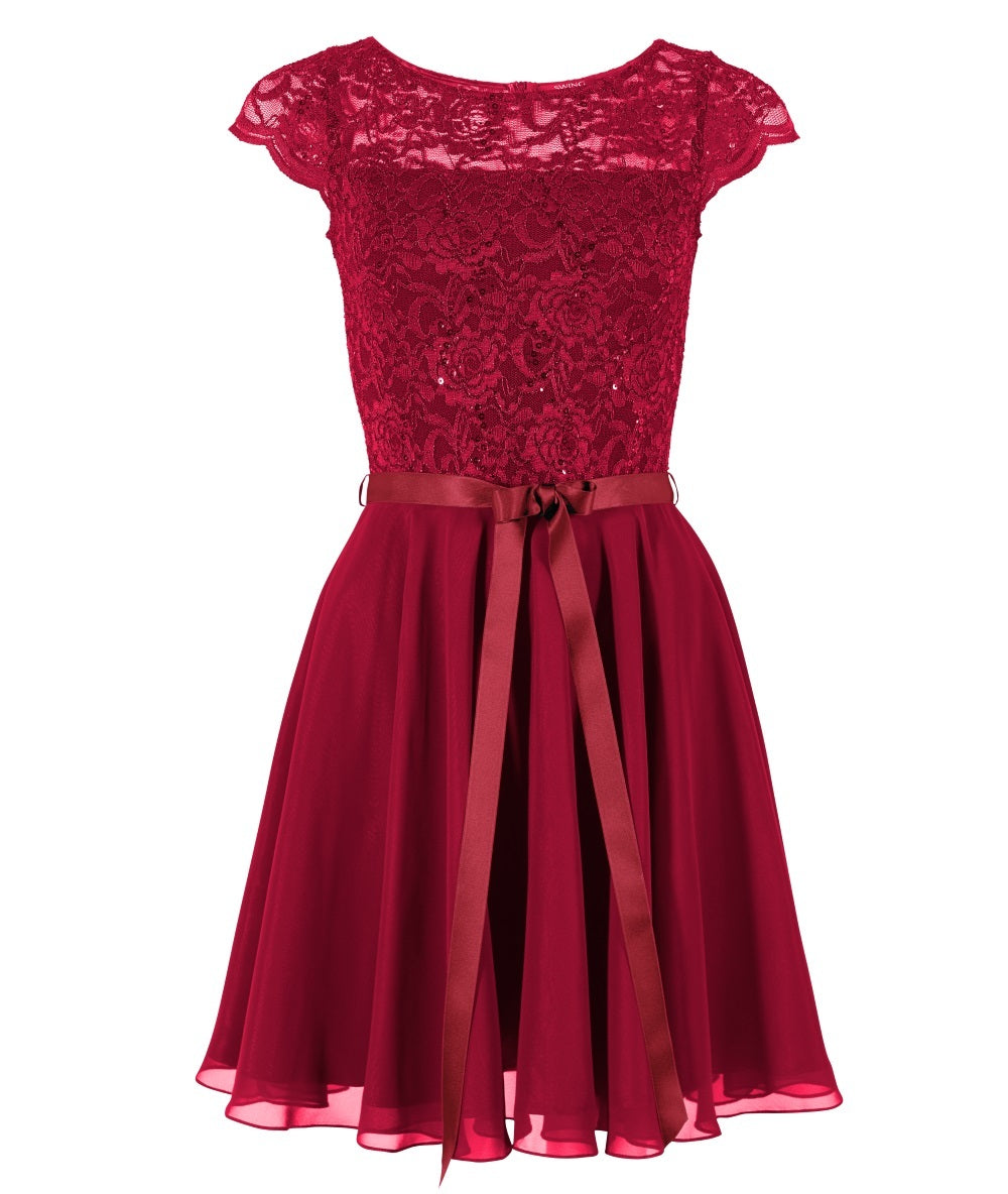 Cocktailkleid mit Spitzenoberteil und Chiffon Rock
