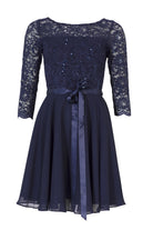 Cocktailkleid aus Paillettenspitze mit Chiffonrock