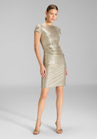 Cocktailkleid aus foliertem Jersey gold