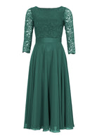 Abendkleid Midi mit Oberteil aus floraler Spitze und Chiffon Rock