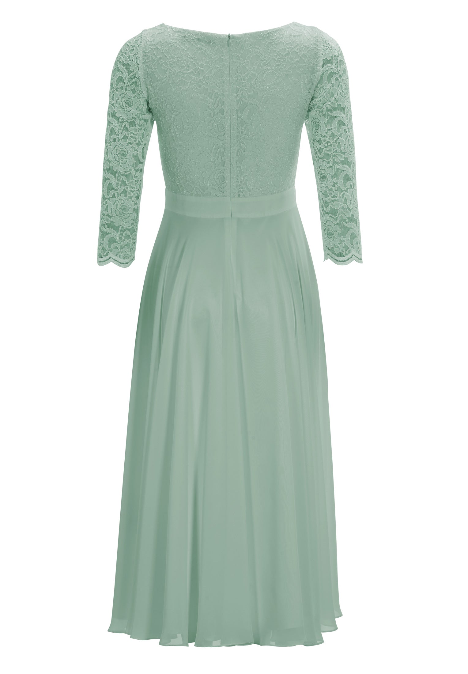 Abendkleid Midi mit Oberteil aus floraler Spitze und Chiffon Rock