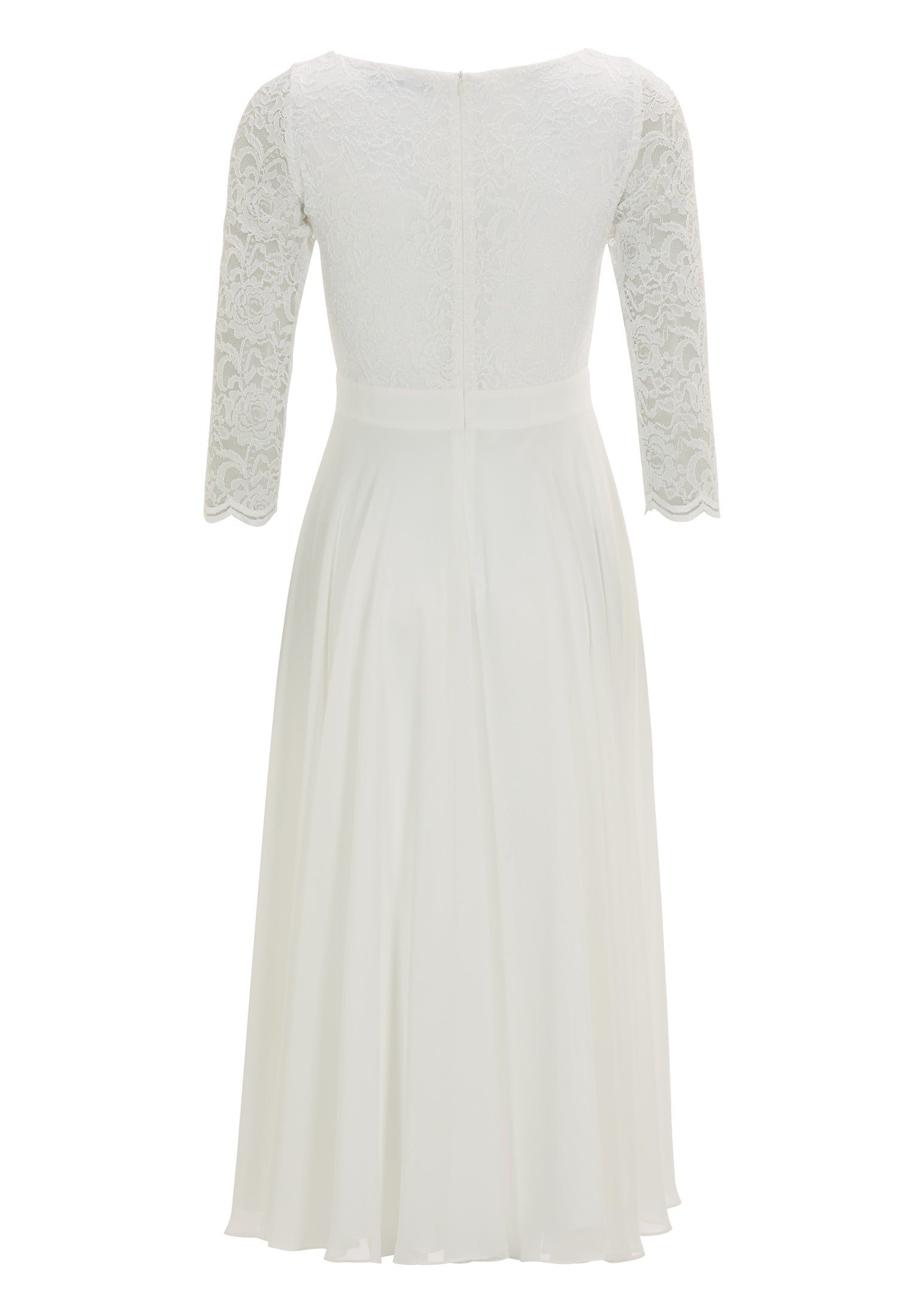 Abendkleid Midi mit Oberteil aus floraler Spitze und Chiffon Rock