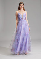 Tüllrobe mit floralem Allover-Print soft lilac