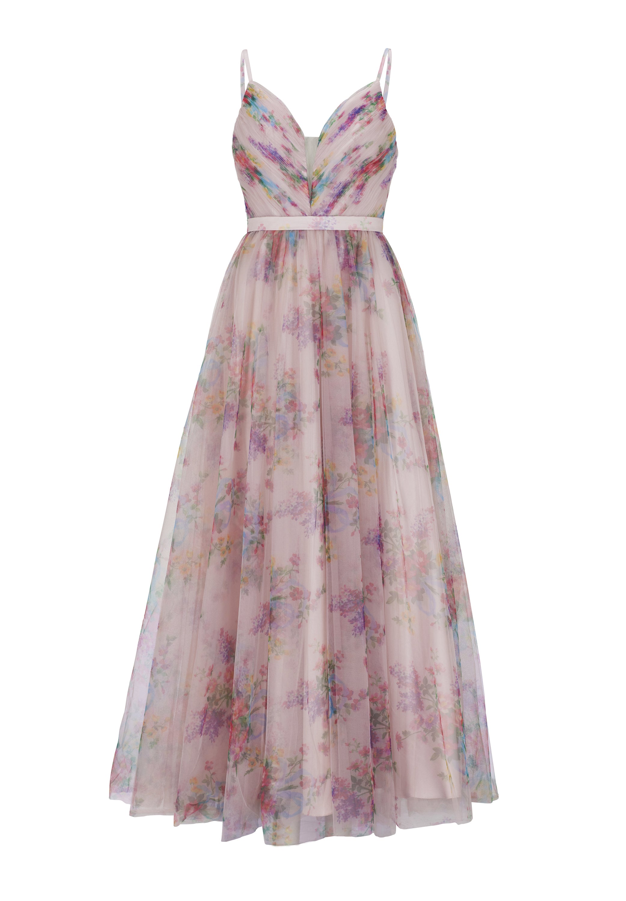 Tüllrobe mit floralem Allover-Print
