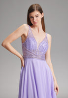 Midilanges Cocktailkleid aus Materialmix