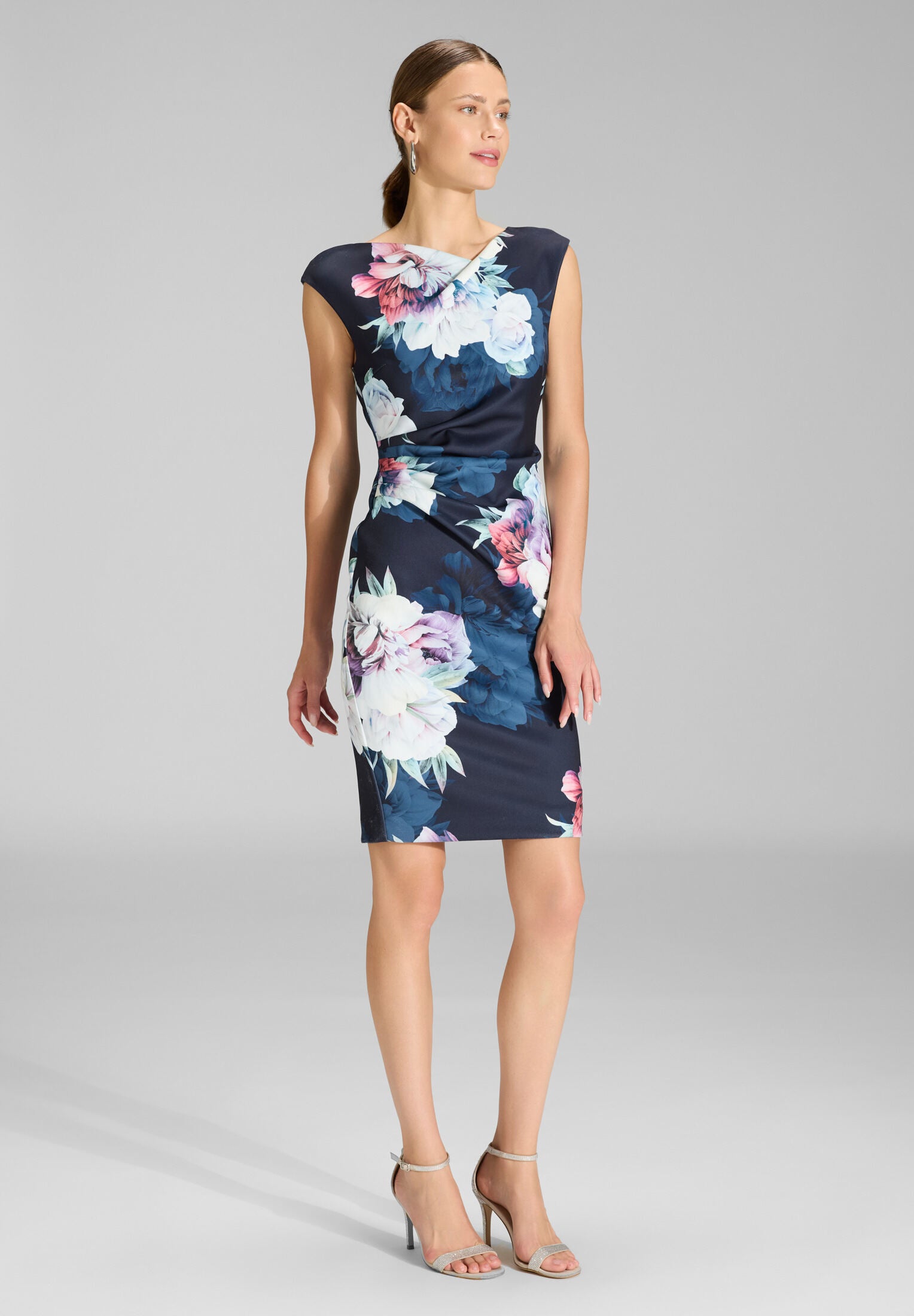 Cocktailkleid aus bedrucktem Scuba navy | multi