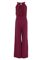 Jumpsuit mit amerikanischem Ausschnitt aus Material Mix