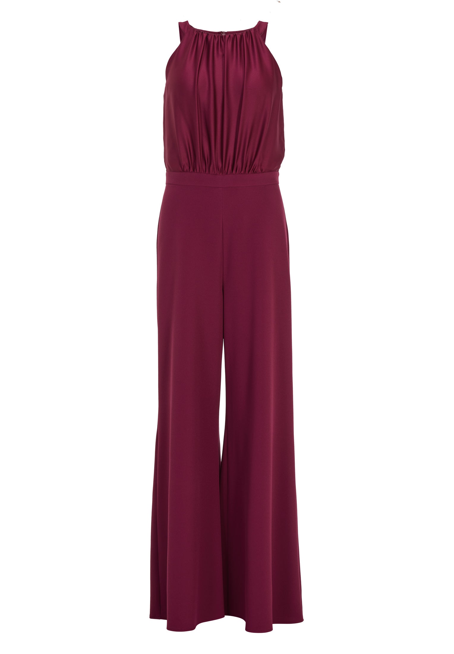 Jumpsuit mit amerikanischem Ausschnitt aus Material Mix