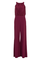 Jumpsuit mit amerikanischem Ausschnitt aus Material Mix