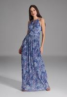 Abendkleid aus bedrucktem Plissee Jersey