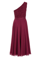 One Shoulder Midi Kleid aus Material Mix