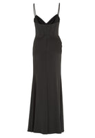 Satinkleid mit Drapierung und Beinschlitz