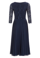 Midi Kleid mit paillettenbesetztem Spitzenoberteil