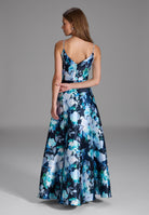 Abendkleid aus bedrucktem Twill