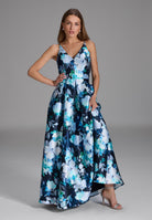 Abendkleid aus bedrucktem Twill navy | multi