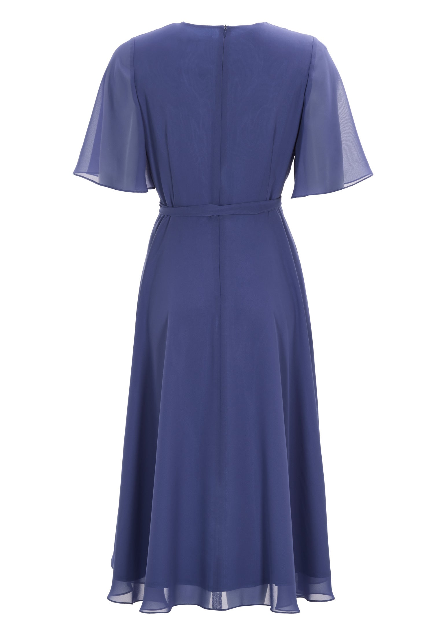 Chiffon Kleid in Wickel Optik mit Vokuhila Saum