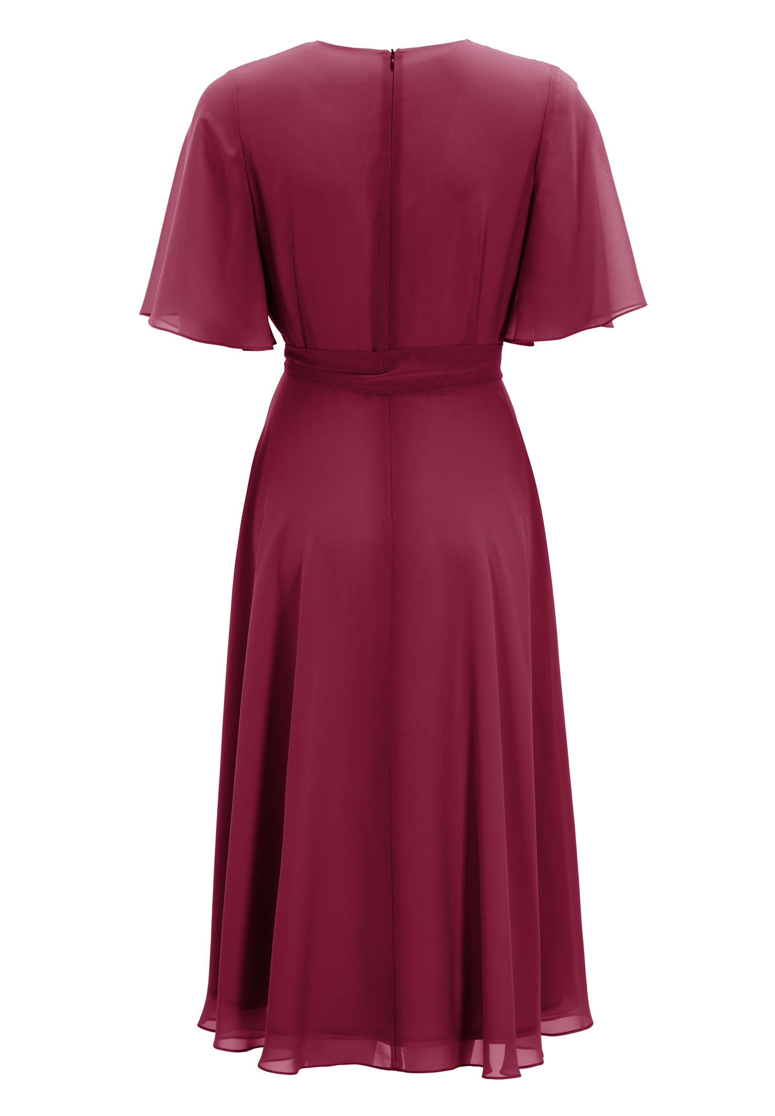 Chiffon Kleid in Wickel Optik mit Vokuhila Saum