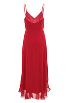 Abendkleid aus Chiffon Vokuhila Saum und Volants