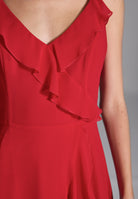 Abendkleid aus Chiffon Vokuhila Saum und Volants