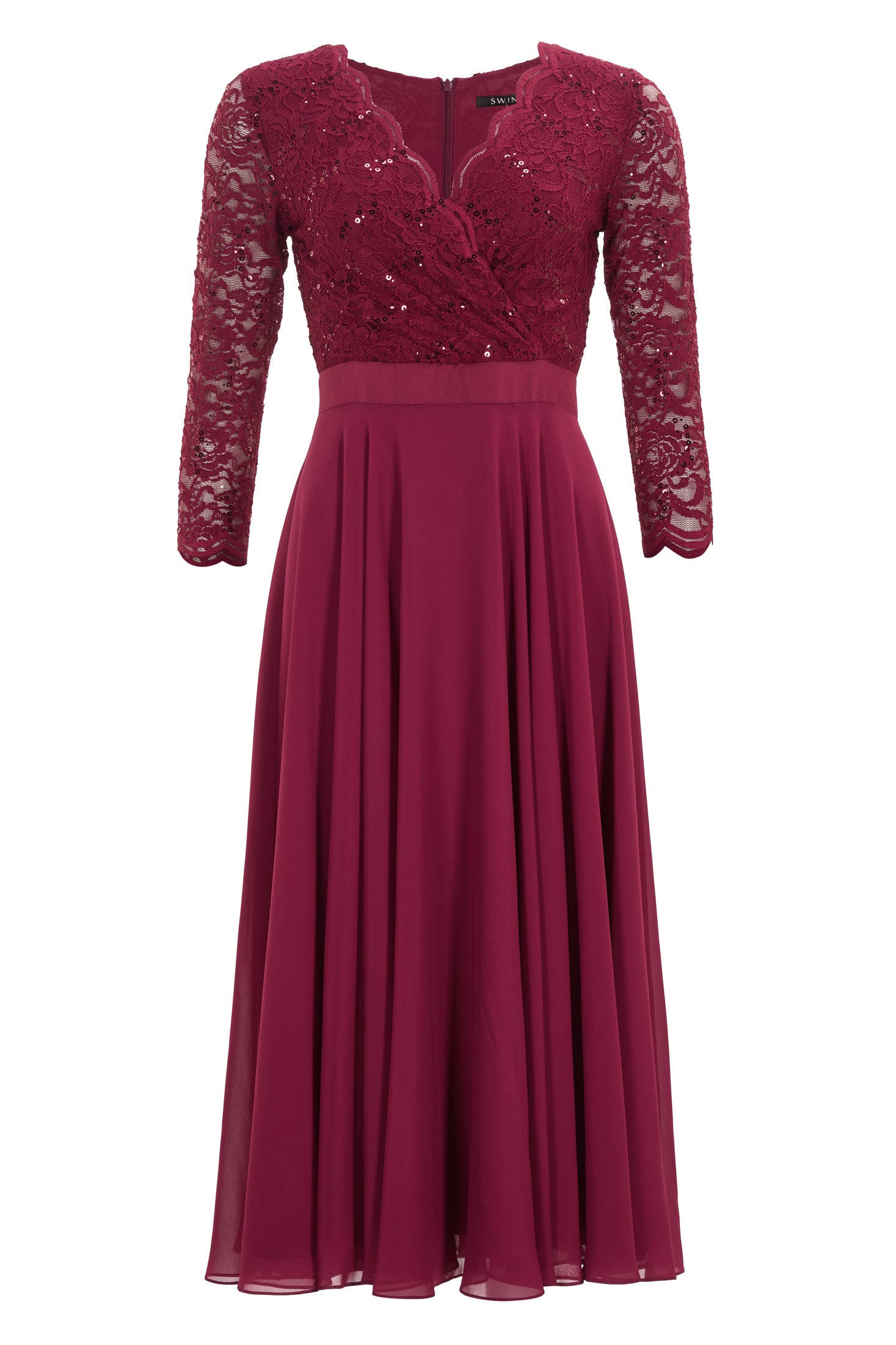 Cocktailkleid aus Material-Mix