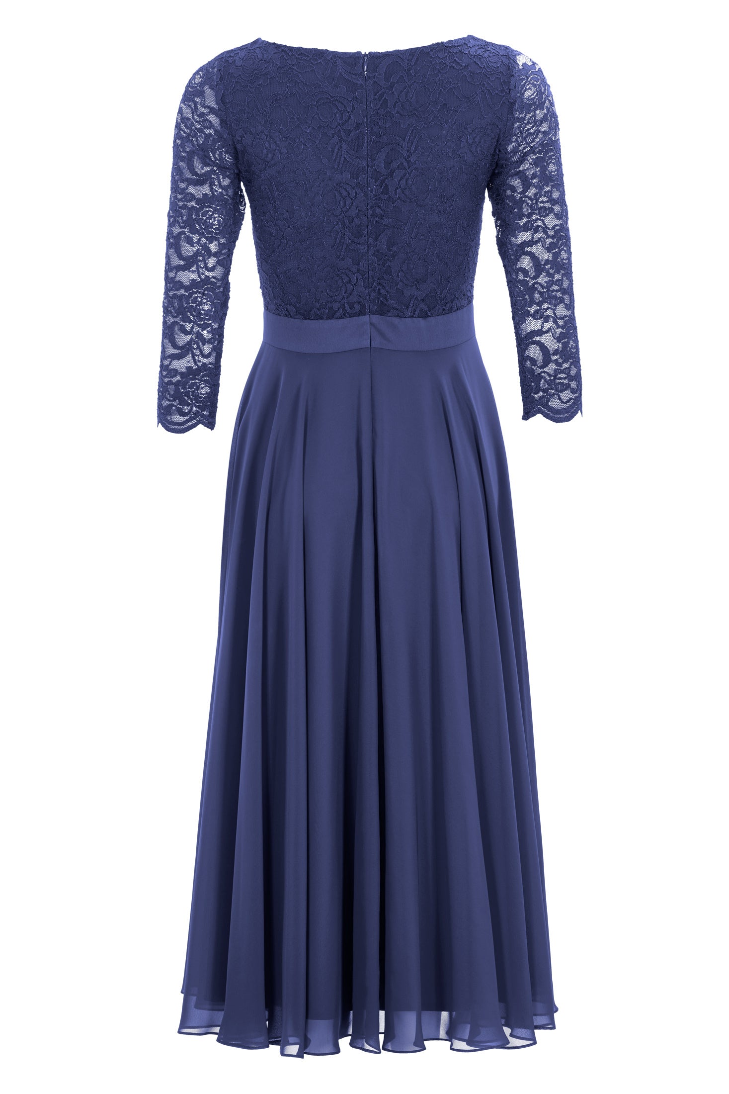 Abendkleid Midi mit Oberteil aus floraler Spitze und Chiffon Rock