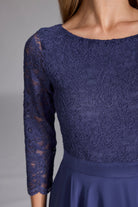 Abendkleid Midi mit Oberteil aus floraler Spitze und Chiffon Rock