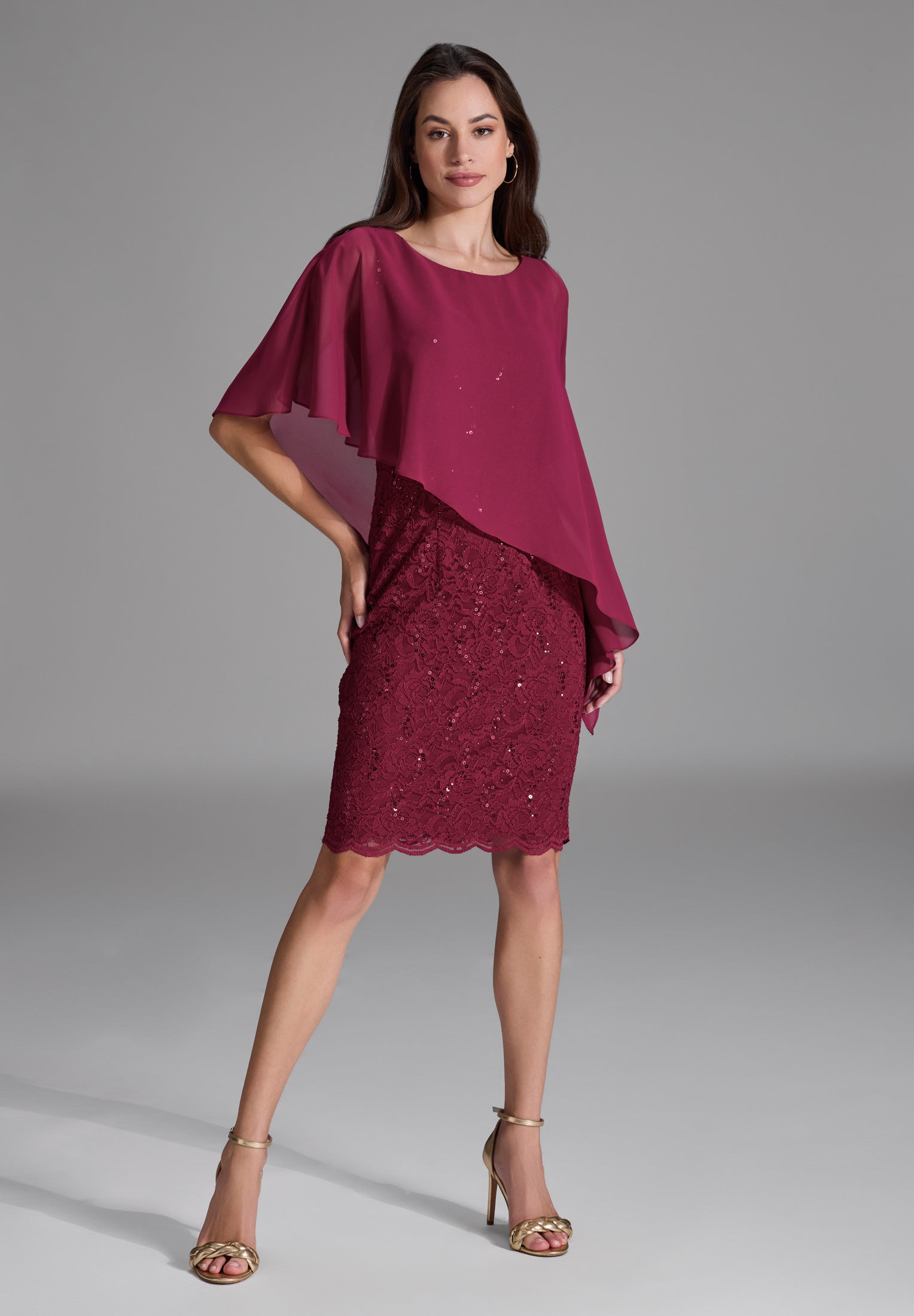 Cocktailkleid mit Überwurf ruby red