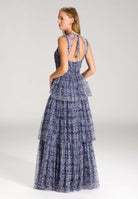 Printkleid aus Tüll mit Rüschendetails