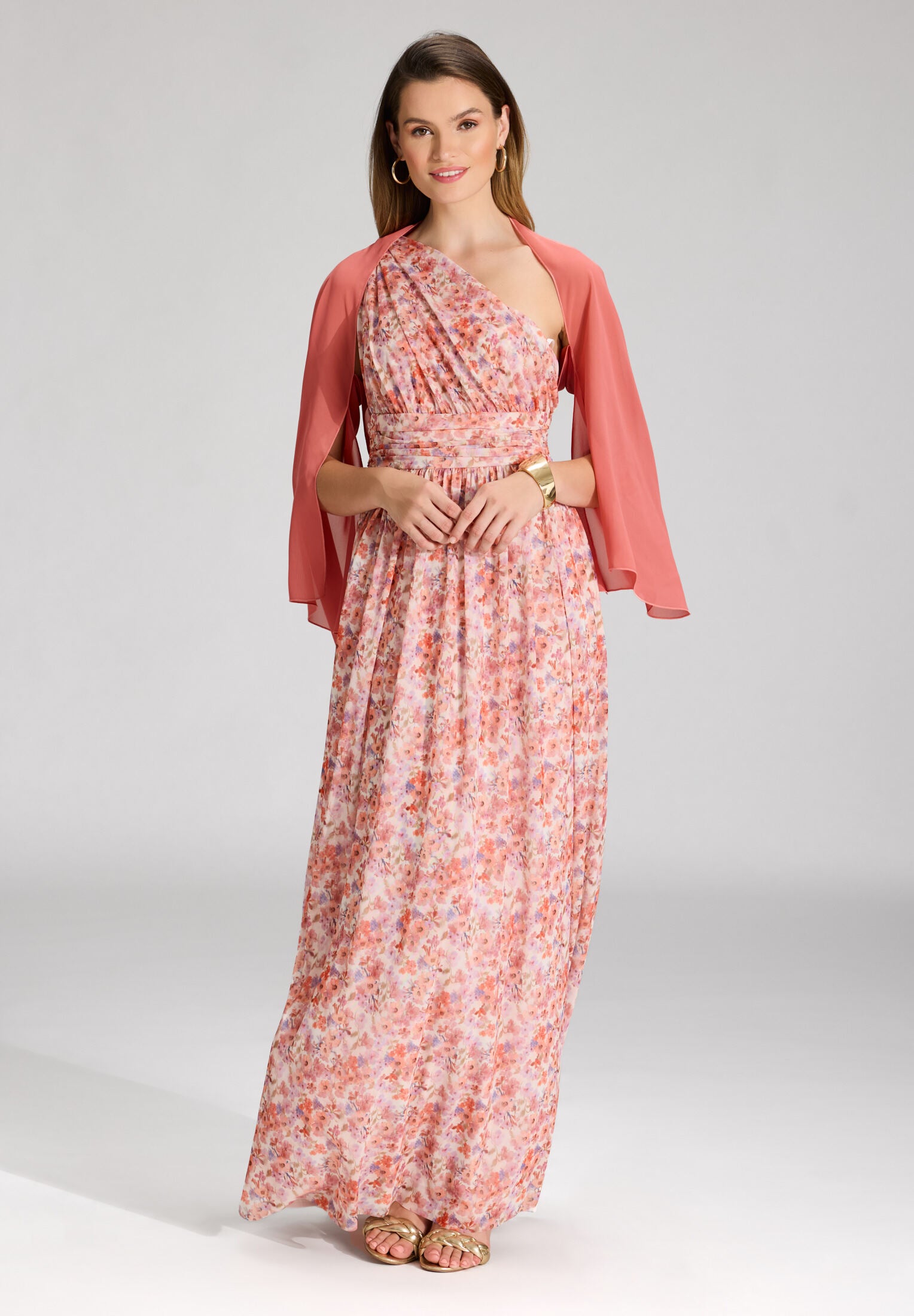 Stola aus Chiffon terracotta